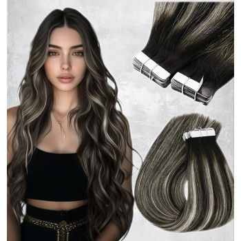 Extensii Tape In Balayage B#1B/Grey/#1B